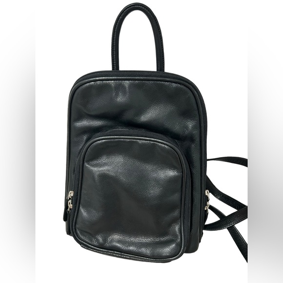 Osgoode Marley backpack|black leather mini backpack| minimalist leather backpack - Picture 3 of 13